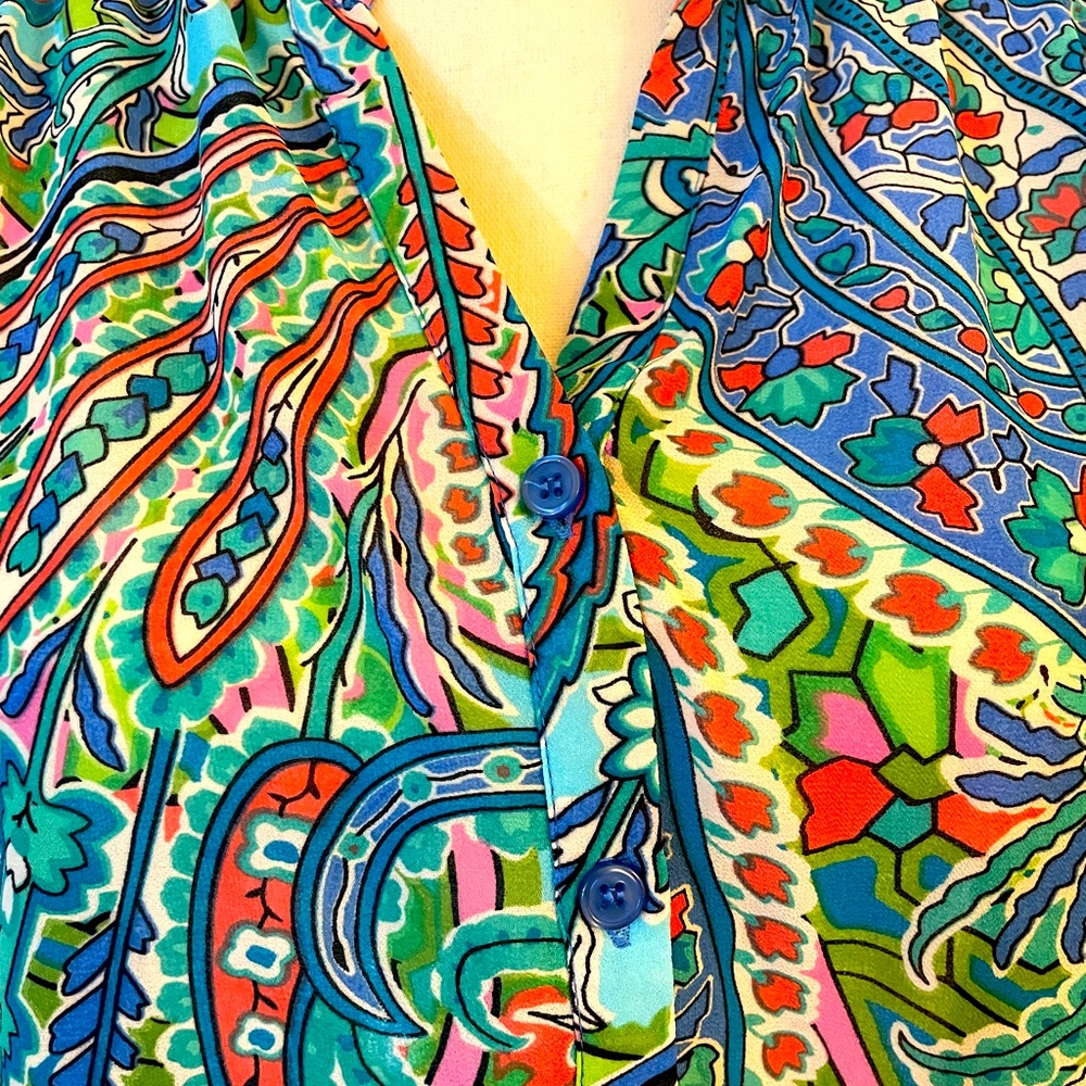 Spense, Printed Button Down Shirt, Size Large, Mu… - image 4